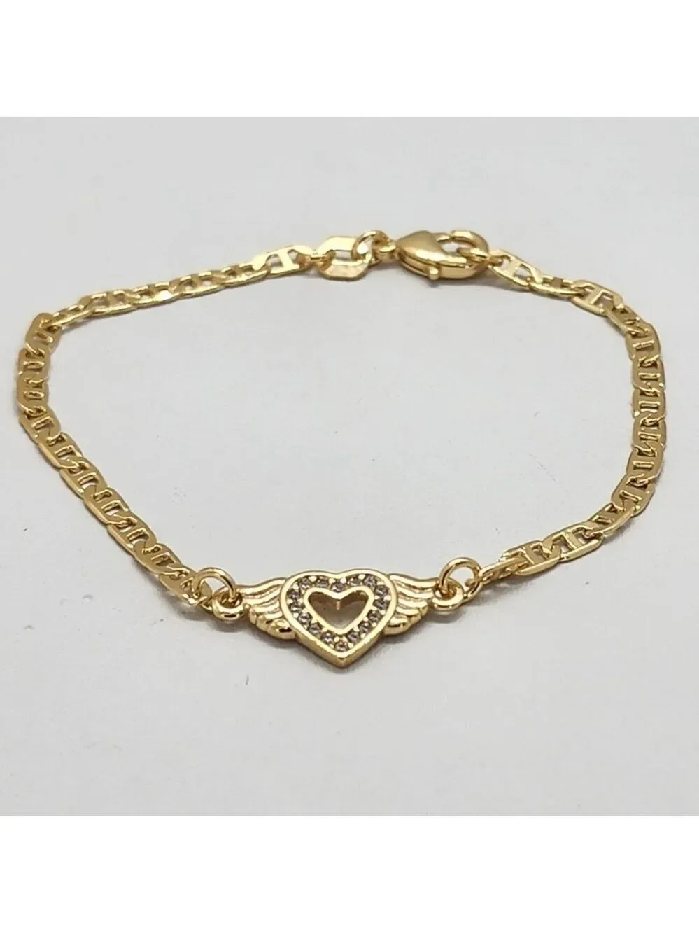 Brand New Brazilian 18k Gold Filled Heart with Wings Bracelet